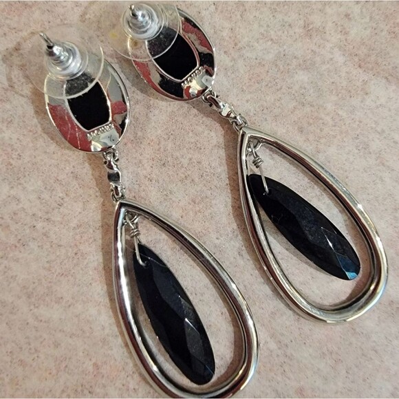 Elegant #Monet Silver Rhodium Black Onyx Oval Rhinestones 3 Pc Set #NWOT - Picture 11 of 16